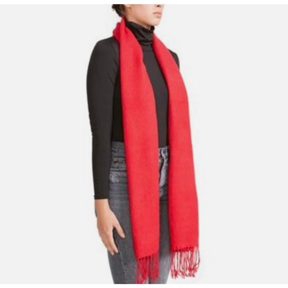 Steve Madden Scarf Womens One Size Red Cozy Blanket Fringe Simple Warm Soft